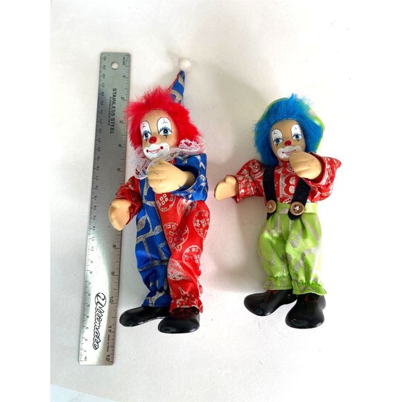 Circus Clown Dolls Vintage K Collection Porcelain and Wire 8.5" - Picture 4 of 5